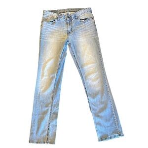 Vintage 90s Calvin Klein light blue distressed faded wash straight leg jeans